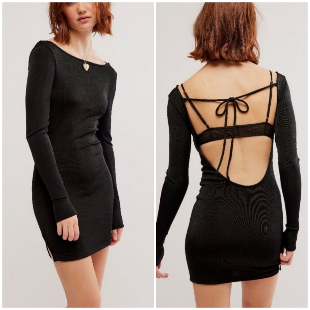 Free People Call Me Later Mini Dress/Black
